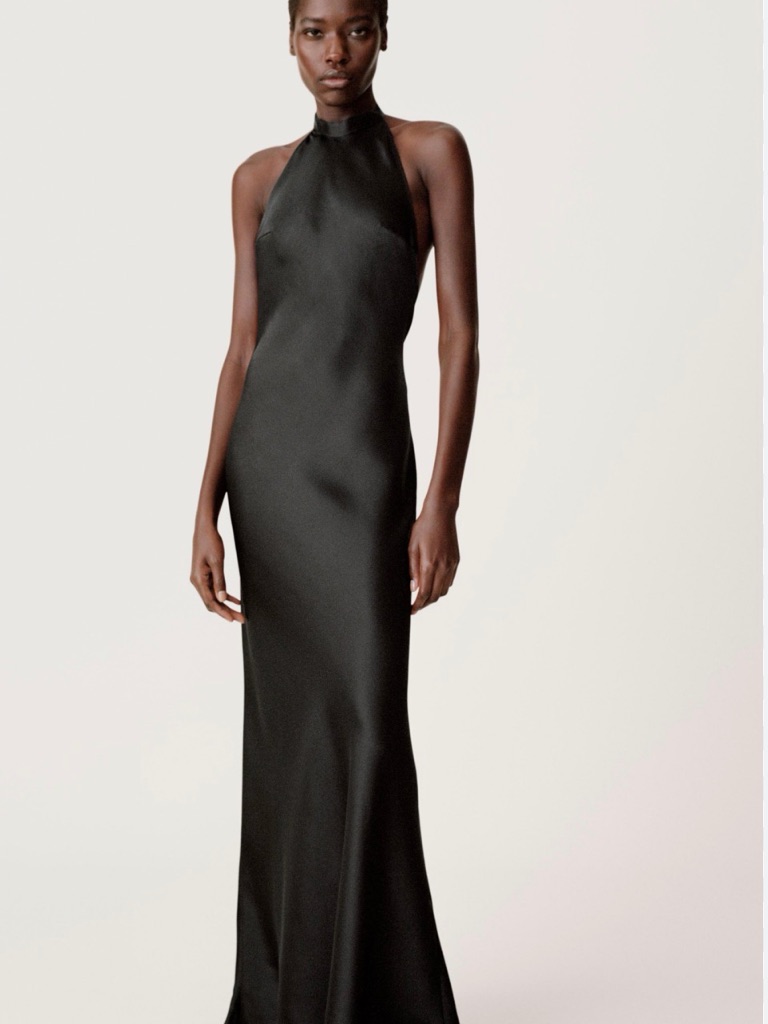 Zara Black Backless Halter Gown